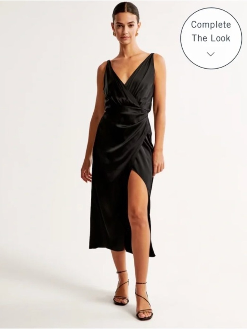 Abercombie & Fitch Satin Draped Wrap Midi Dress